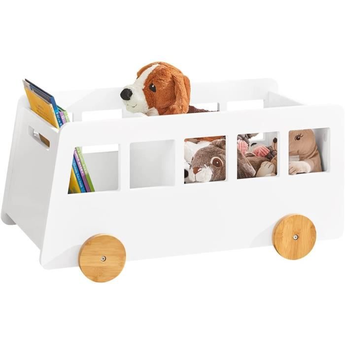 SoBuy KMB41-W Coffre à roulettes Organisateur pour Jouets et Livres à 2 Compartiments avec Roues pour Chambre denfant Blanc SoBuy KMB41-W Coffre à roulettes Organisateur pour Jouets et Livres à 2 Compartiments avec Roues pour Chambre denfant Blanc