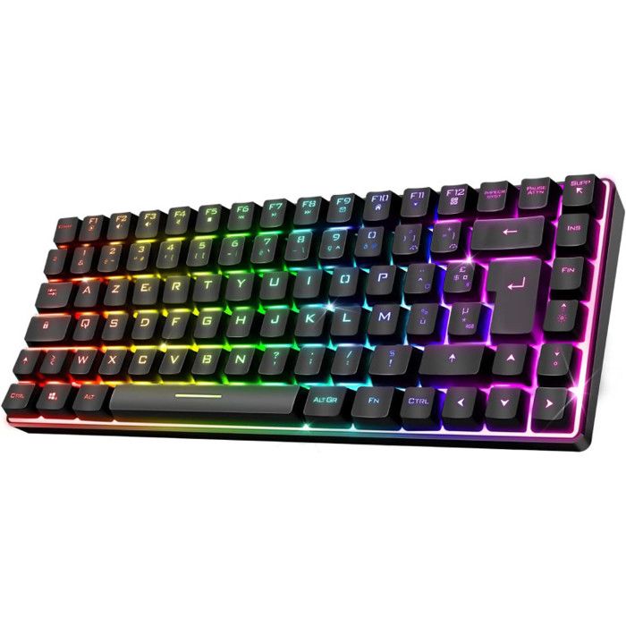 SPIRIT OF GAMER - Clavier Gamer Sans Fil RGB - Clavier TKL Compact 65% - Touches Semi-Mécanique dont 25 Anti-Ghosting