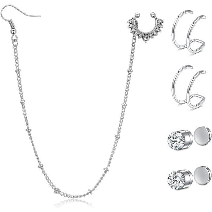 Diamday 16G Septum Anneaux Dangle Acier Inoxydable Clicker Nez Anneau