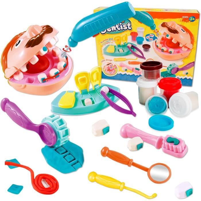 VBACALA Set De Pâte à Modeler 41 Pièces – Livre, Presse, Extrudeuse, Machine à Glace – Fruits Légumes Animaux – Dès 3 Ans