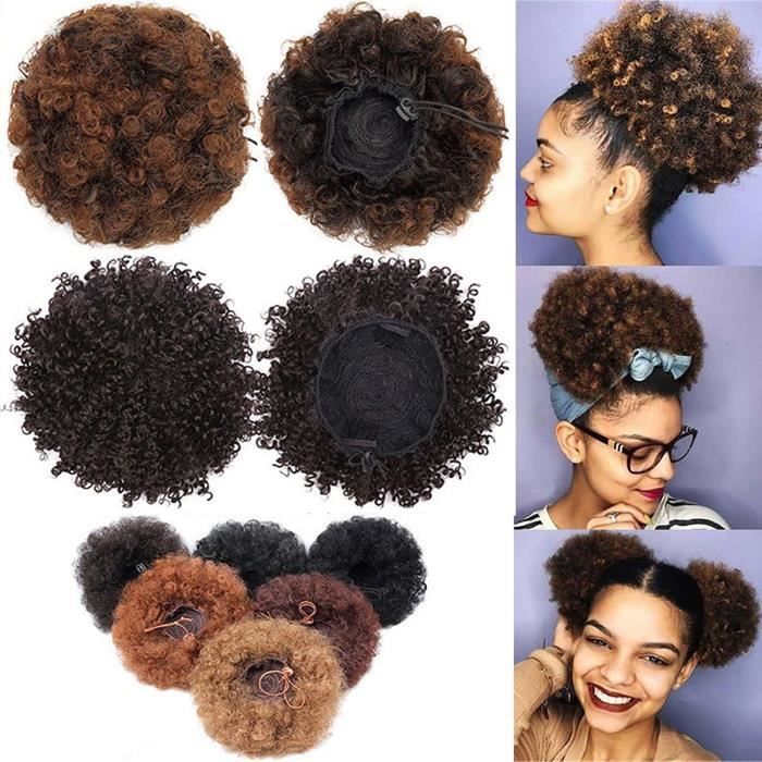 Afro Kinky bouclés Extension a clip cheveux Queue de cheval Naturel