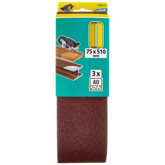 Wolfcraft 1908000 Bandes abrasives Grain 40 75 x 510 mm Lot de 3192 ...