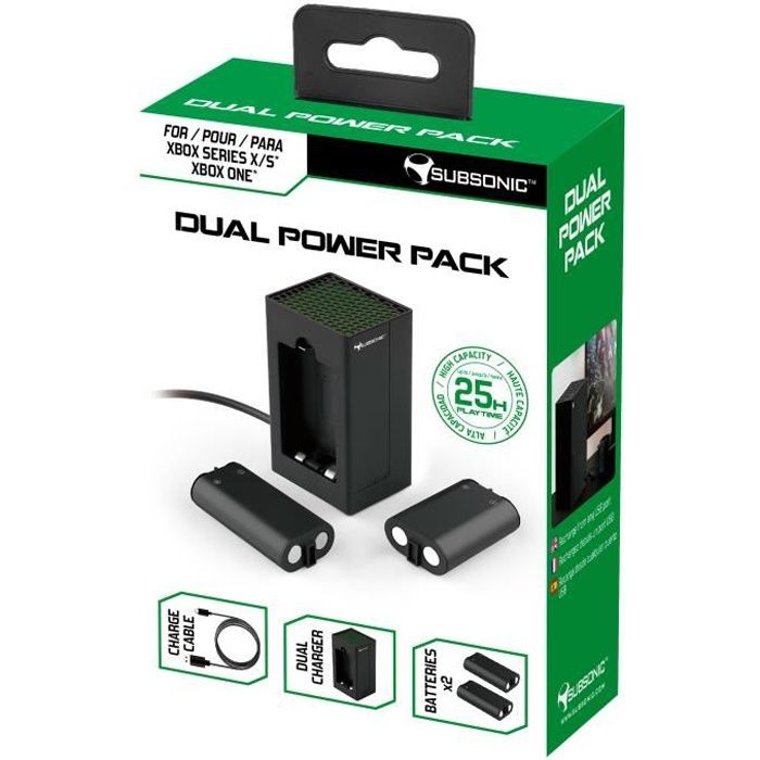 Subsonic - Kit de charge dual Power Pack - 2 batteries, chargeur et câble pour manette Xbox serie X/S