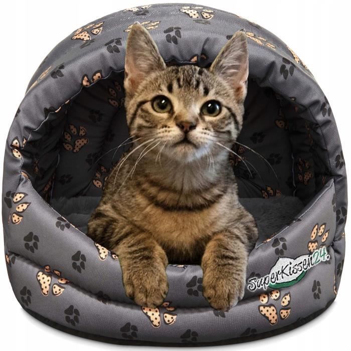 Meilleurs prix pour SuperKissen24 Niche pour Chat Chien Lit Panier Corbeille Gris Beige Noir Taille XL Couchage