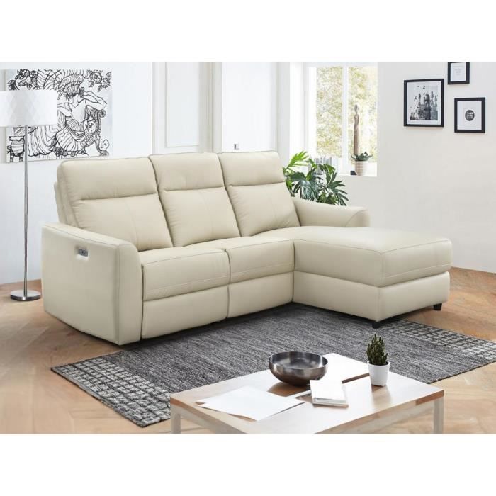 Canapé d'angle Beige Cuir Design Confort