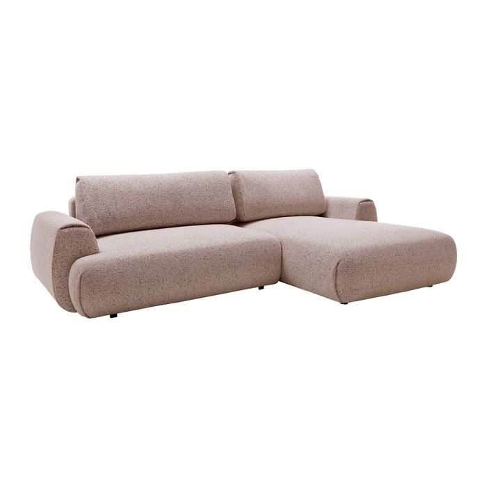 Canapé dangle droit convertible en tissu chiné rose MONELIA