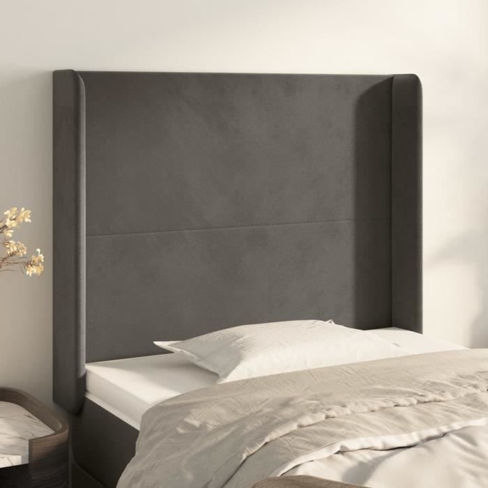 vidaXL Tête de lit avec oreilles Gris foncé 83x16x118-128 cm Velours3119331