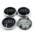 4 Centres de Roue Noir avec anneau chromé 69mm emblème Audi cache moyeu LBQ18-1