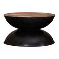 Table basse Table de Salon Rond Bois de récupération massif Base noire 60x60x33 cm-1