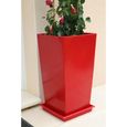 RIVIERA Pot de fleurs Nuance - Carré - 38 x 38 x H 69 cm - 67 L - Rouge-1