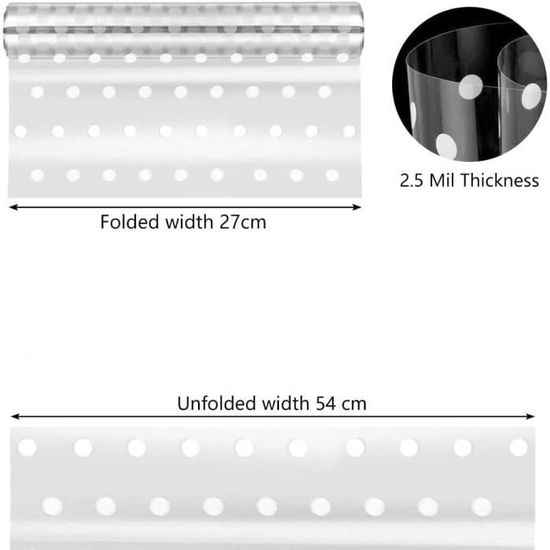 Rouleau De Cellophane Pois Blancs 54cm X 30m - Emballage Cadeau Transparent - Fleuristerie Et Artisanat