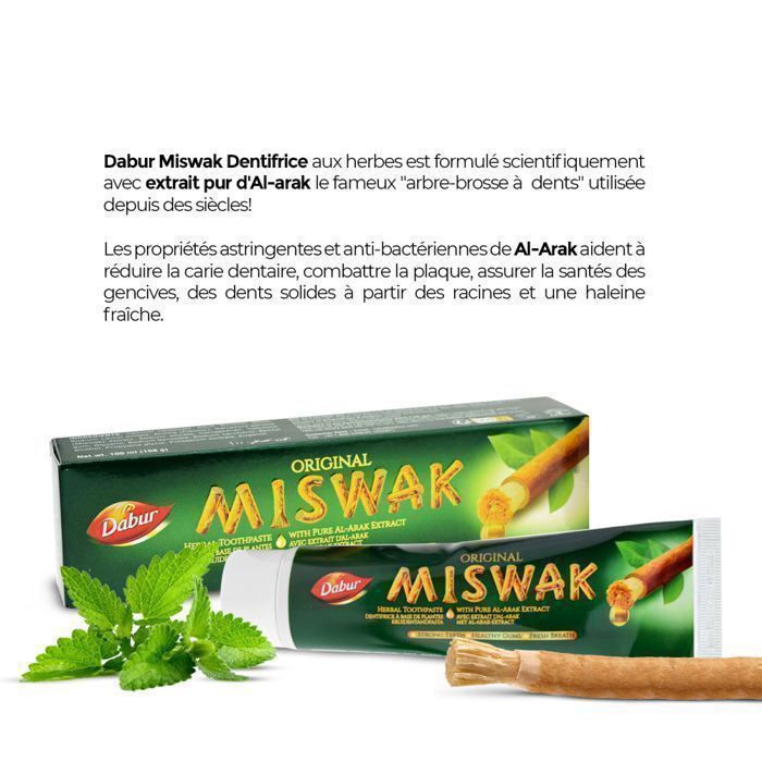 Dentifrice Miswak Dabur 75g - Au Miswak (salvadora Persica) - Format Pâte - Neuf