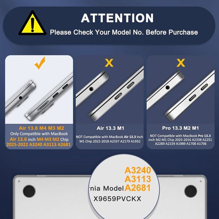 Coque Ultra Mince Transparente Pour MacBook Air 13,6" M4/M3/M2 (2025-2022) - PC Antichoc - Protection Sans Jaunissement