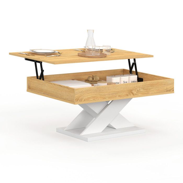 Table à manger extensible rectangle ALIX 6-10 personnes pied araignée bois et plateau blanc GISELE Table à manger extensible rectangle ALIX 6-10 personnes pied araignée bois et plateau blanc GISELE