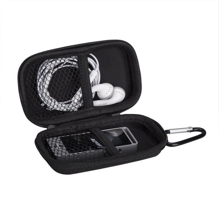 2 étuis Rigides Pour MP3 - Double Zip - Protection écouteurs Et Câbles - Rond Et Carré