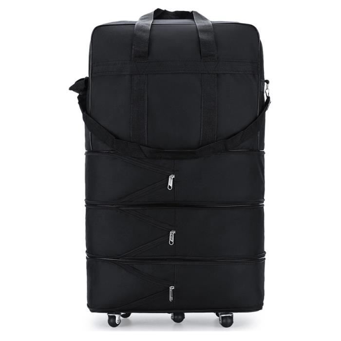 Monzana Sac De Voyage XXL Noir à roulettes trolley 160L sac de sport  poignée télescopique 3 roues verrouillable transport