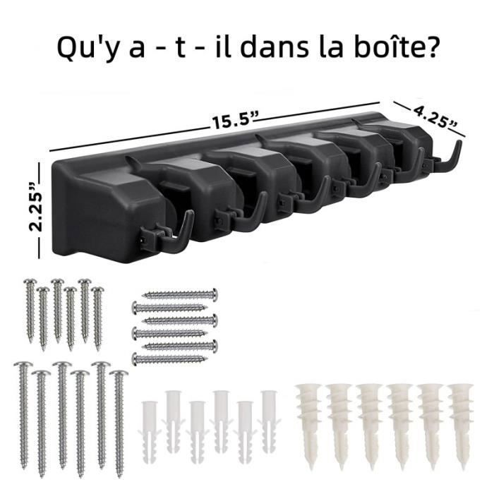 Supports Muraux Pour Balai Et Serpillère - Lot De 4 Avec Crochet - Adhésif Fort (sans Perçage) - Capacité 5 Kg - Acier Inoxydable - 11
