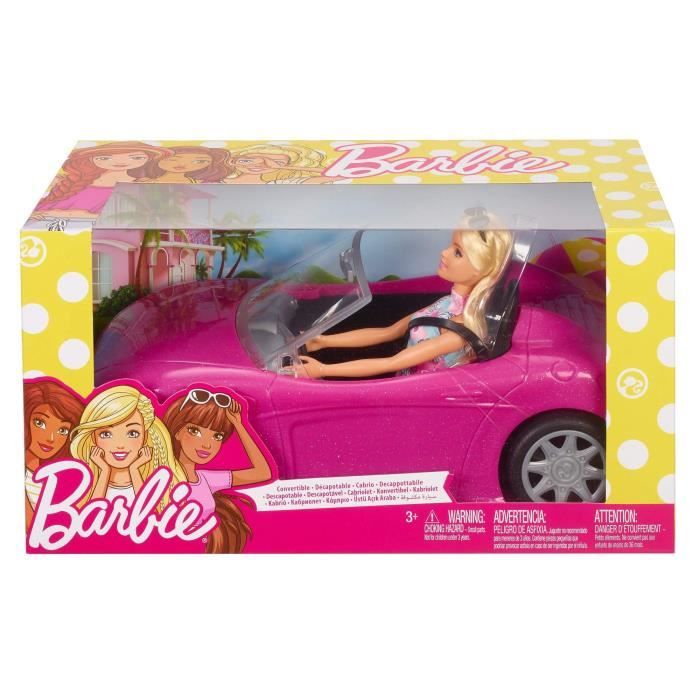 Voiture telecommandee Barbie Voiture Cabriolet Rose pour poupeacutee  deacutecapotable avec deux siegraveges noirs ceintures et r196 - Cdiscount  Jeux - Jouets