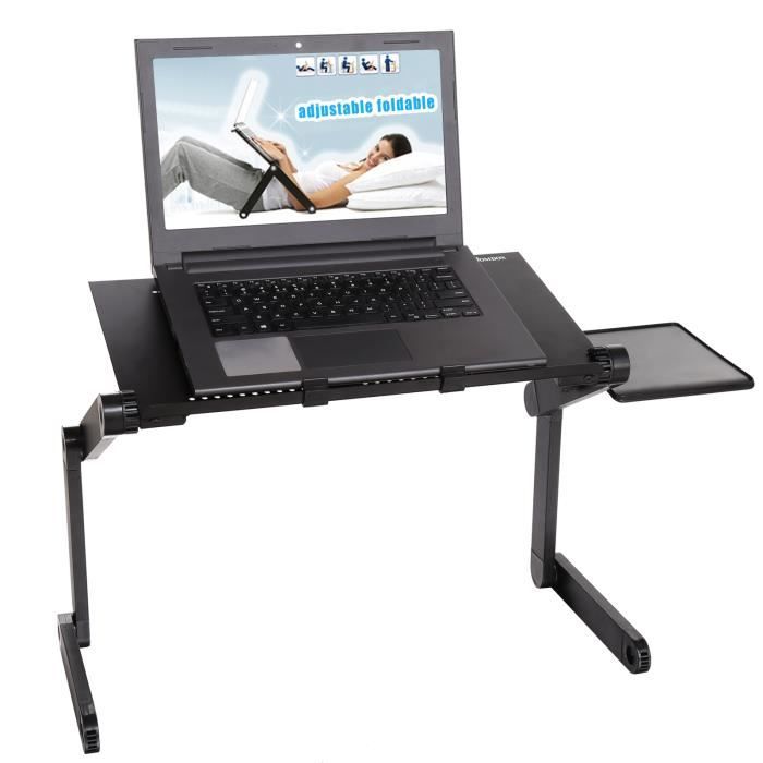 Cocoarm Support d'ordinateur Pliant, 360 ° Table réglable pour Ordinateur  Portable, Plateau pour canapé , avec Tapis de Souris et Ventilateur de