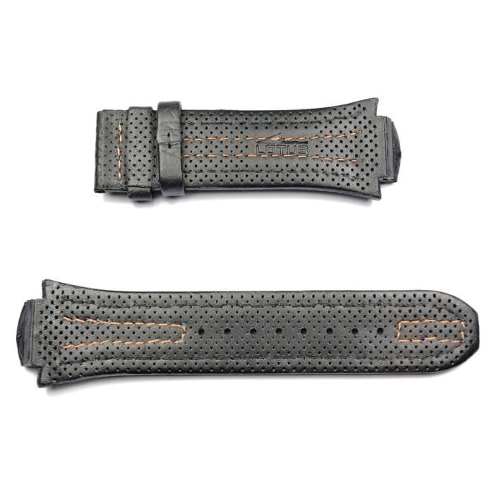 Bracelet en cuir noir avec coutures orange Lotus Code Man 15502 et