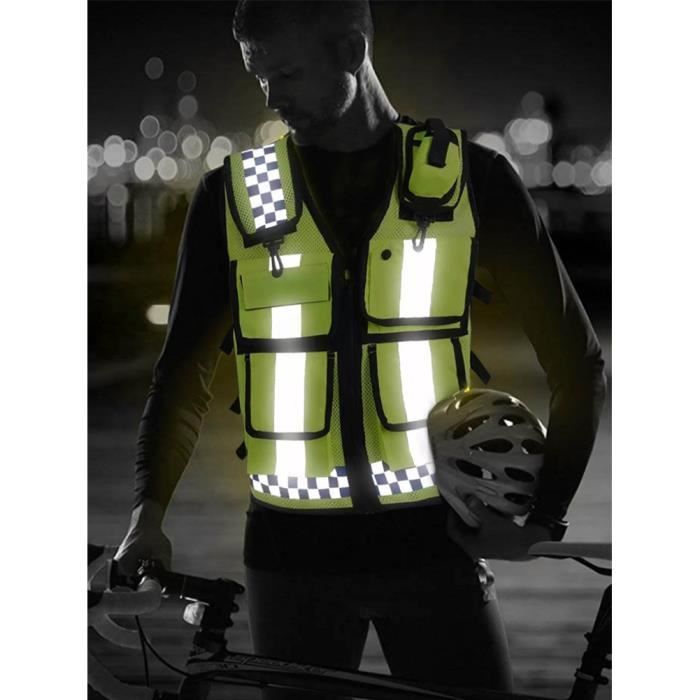 gilets réfléchissants néon accessoire vest apte à sports cyclisme course
