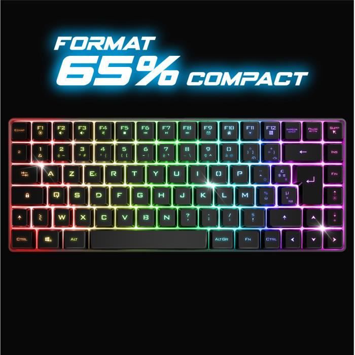 Clavier Gamer Sans Fil RGB - Clavier TKL Compact 65% - Touches
