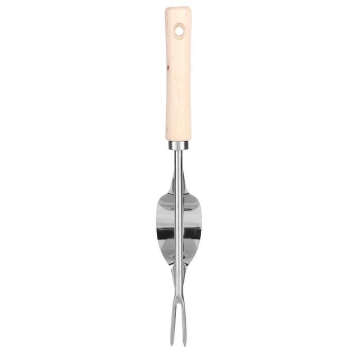 Voarge Désherbeur Avec Manche En Bois - Pique-Racines Acier Inoxydable 34 X 4,5 Cm Pour Mauvaises Herbes, Ameublir Sol, Creuser