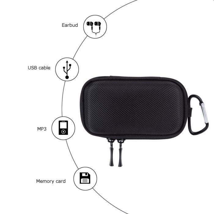 Le noir - Pochette de rangement rigide noire EVA, pochette de transport