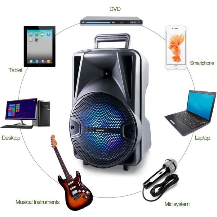 Llx35 Enceinte Bluetooth Portable Puissante | Lumières Led De Couleurs |  Grosse Enceinte Karaoke | Haut-Parleurs Trolley Por[u801]