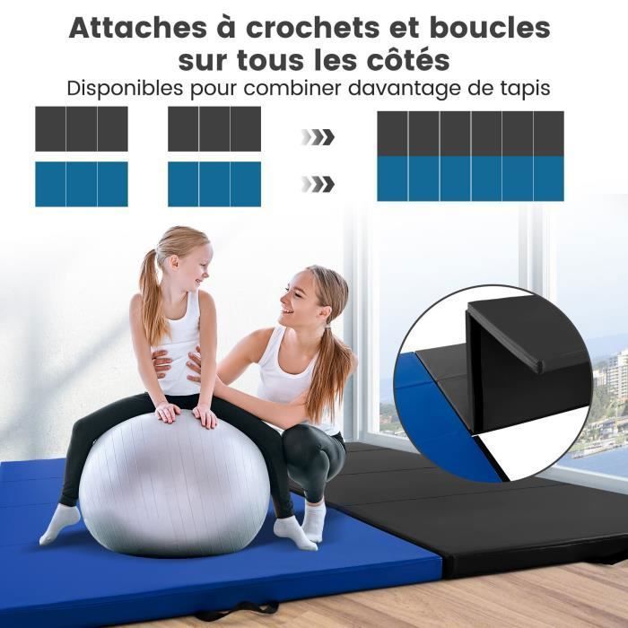Tapis Pliable 4 Sections HOMFME Tapis De Sport 240 X 116 X 5 CM, Tapis De Gym Pliable Tapis D'exercice Connectable Crochets Boucles Tapis Pliable 4 Sections HOMFME Tapis De Sport 240 X 116 X 5 CM, Tapis De Gym Pliable Tapis D'exercice Connectable Crochets Boucles