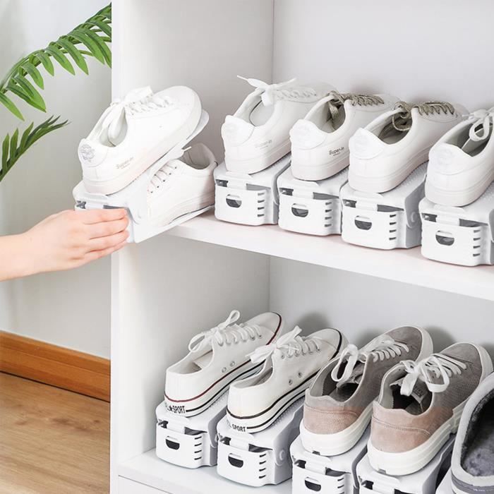 Lot 10 Supports à Chaussures Réglables - Gain De Place, Matériau PP, Pour Armoire Ou Placard