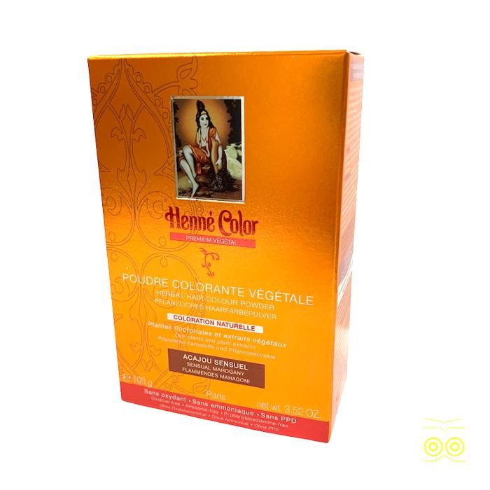 Henné Color Premium Acajou Sensuel X6 - Coloration Naturelle Cheveux, Poudre, Neuf