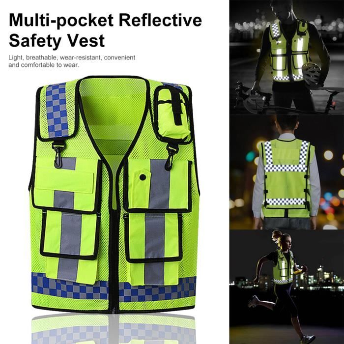 Gilet de Sécurité vélo Harnais de Reflechissant Gilet Fluorescent