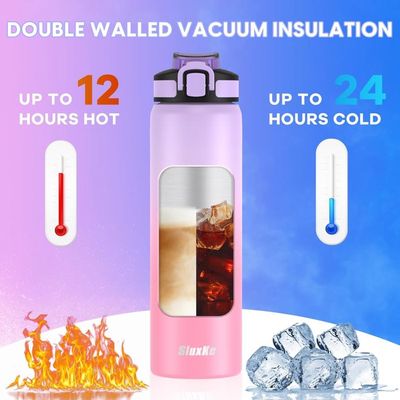 Gourde Isotherme Mini 150ml En Acier Inoxydable - Avec Paille - Anti-fuite - Ouvre-main - Grise