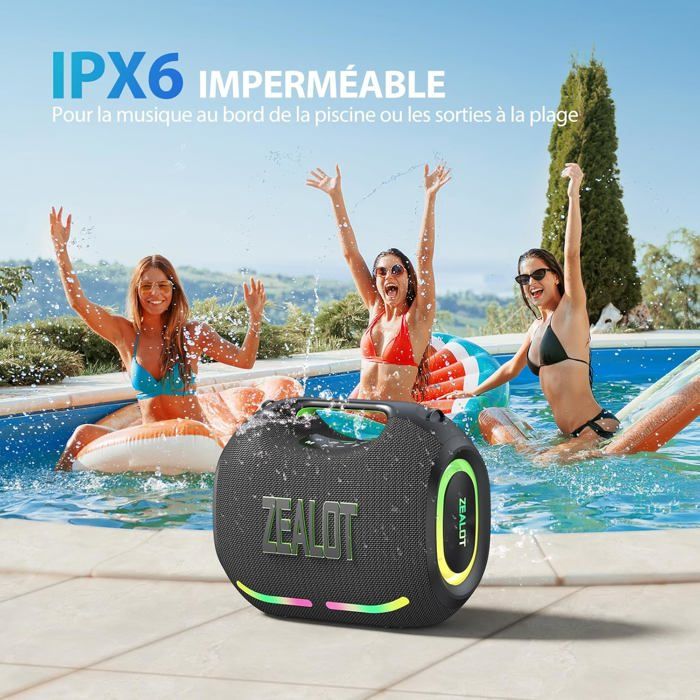 ZEALOT Enceinte Bluetooth 80W Portable IPX6 avec LED et TWS ZEALOT Enceinte Bluetooth 80W Portable IPX6 avec LED et TWS