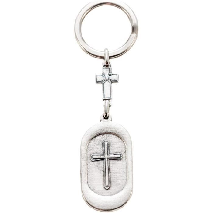 Porte-Clefs Plaqué Argent Saint François D'Assise[n6807