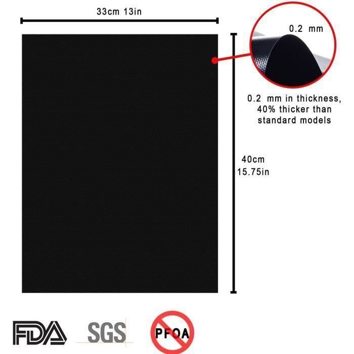 Lot De 6 Tapis De Cuisson Pour Plancha/Barbecue 40x33 Cm – Réutilisables, Anti-Adhésifs, Sans PFOA, Jusqu'à 260°C