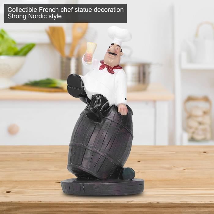Statue De Chef Pour Sel Et Poivre : Ornement Décoratif En Résine, Avec 2 Bouteilles - Pour Cuisine, Maison, Restaurant