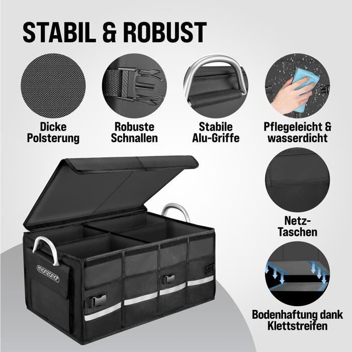 Boîte De Rangement De Coffre De Voiture Pliable 48x30cm Noir Oxford