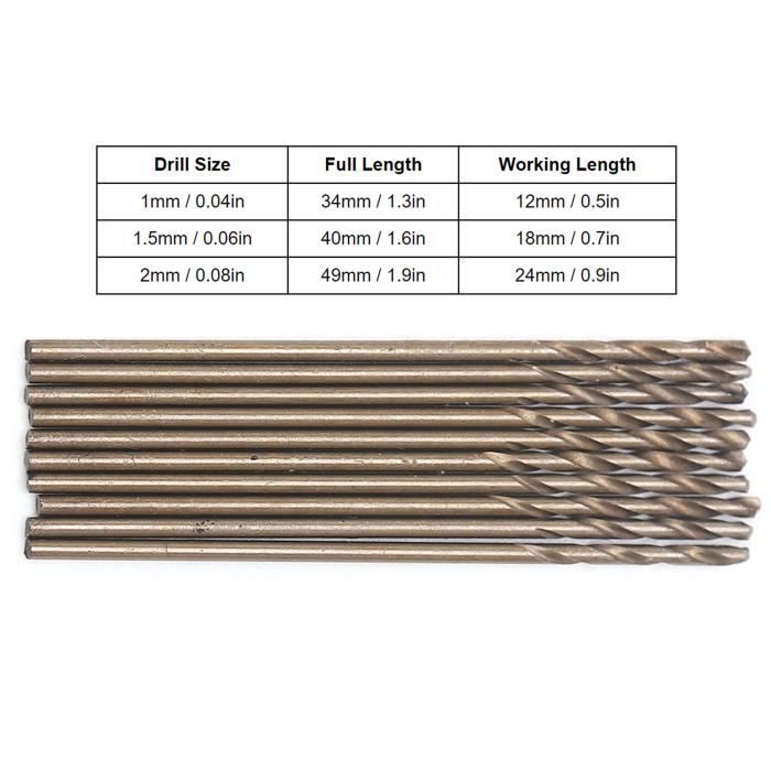 Lot De 50 Forets Hélicoïdaux HSS 1mm à 3mm - Pour Perceuse, Acier Haute Vitesse, Neuf Sous étui