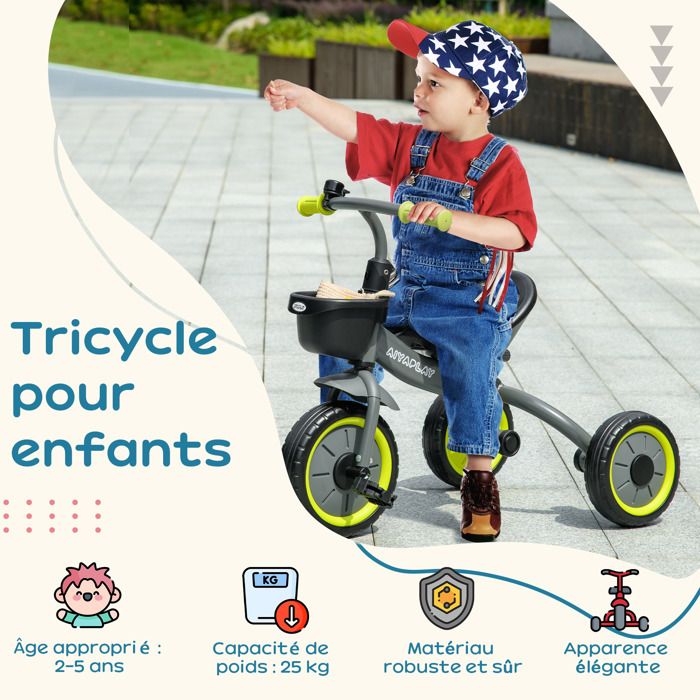 AIYAPLAY Tricycle Enfants avec Sonnette et Panier - Selle réglable avec Dossier - pour Enfant de 2 à 5 Ans Blanc AIYAPLAY Tricycle Enfants avec Sonnette et Panier - Selle réglable avec Dossier - pour Enfant de 2 à 5 Ans Blanc