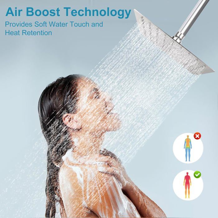 Pommeau De Douche 10 Pouces Rotatif 360° Acier Inoxydable - Effet Pluie Haute Pression Anti-Calcaire