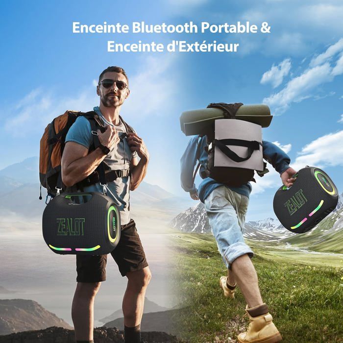 ZEALOT ZE01 Cassa Bluetooth 120W Con Luci LED, IPX6 Impermeabile, Batteria 24000 MAh, Power Bank Integrato, EQ Regolabile, Per Feste, Campeggio E Piscina