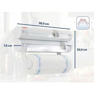 Porte Essuie-Tout Mural Hoomtaook - Dérouleur Métal Gris Sans Perçage - Distributeur Papier Cuisine