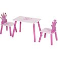 Ensemble table et chaises enfant design princesse - HOMCOM - bois pin MDF - rose-0