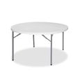 Table à manger,table de jardin ronde pliable blanche d'extérieur avec pieds en métal-Diamètre 122 x Hauteur 74cm-JUANIO-0
