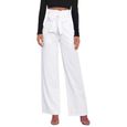 Amzbarley Pantalon Femme Blanc Avec Des Poches Insérées Obliques Sur Les Côtés Pantalon Droit Pantalon Bureau Habillage-0