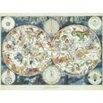 Puzzle Adulte Vieille Carte Du Monde Des Animaux Prehistoriques Et Fantastiques - 1500 Pieces - Ravensburger Collection - Mappemon-0
