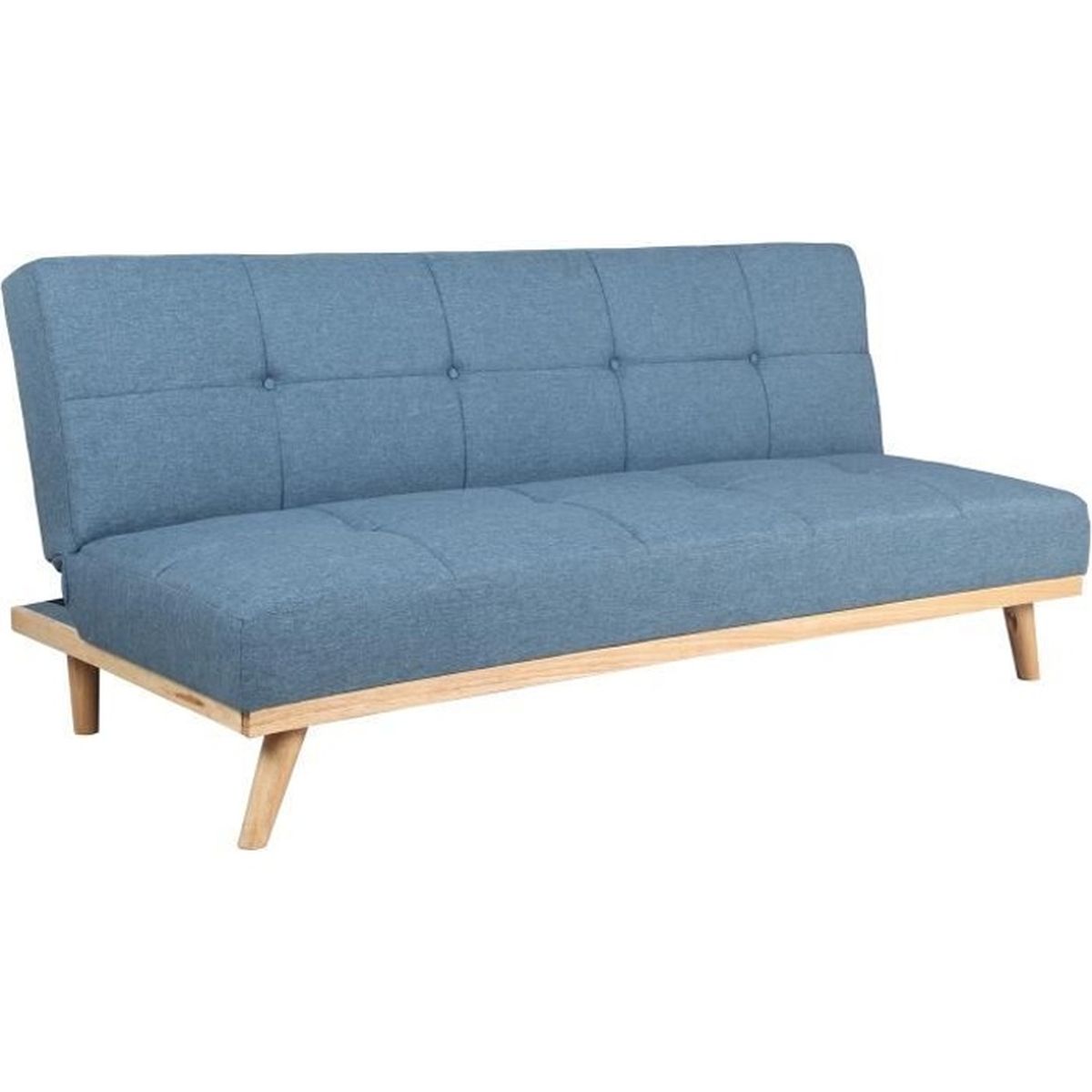 Canape lit clic clac 3 places Rimen bleu tapissé en tisu 100% polyester ...