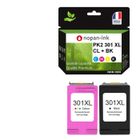 NOPAN-INK 301XL fabriqué en France, 2 Cartouche d'encre reconditionnée pour HP 301 XL Noir / Couleur CH563EE/CH561EE + CH564EE/CH562EE